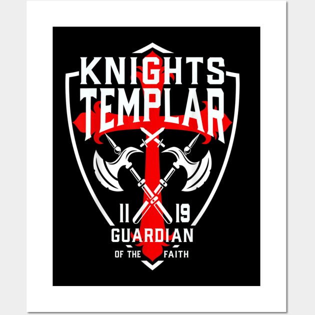 Knights Templar T-Shirt with The Christian Cross Wall Art by designathome